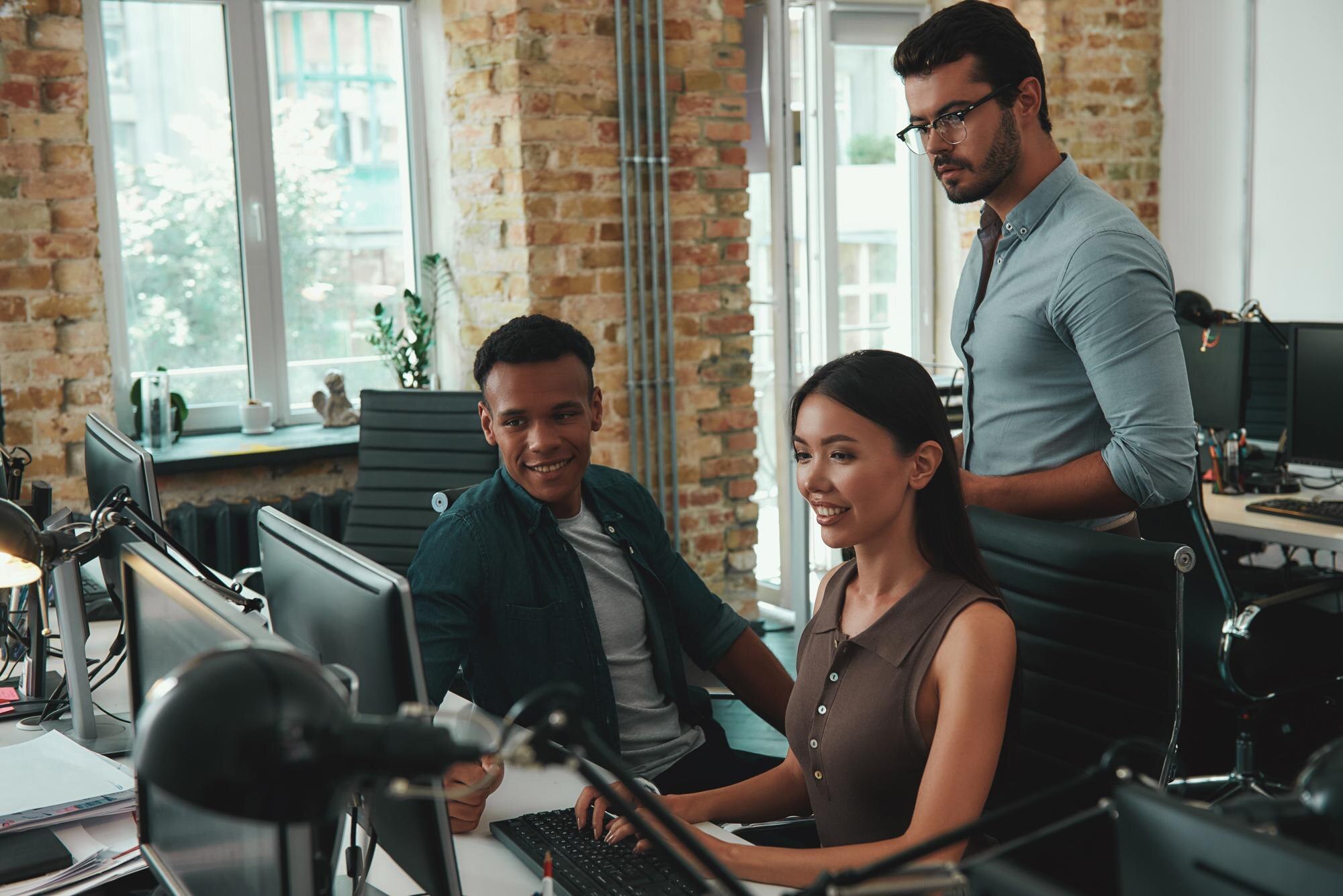 Software developer working on code