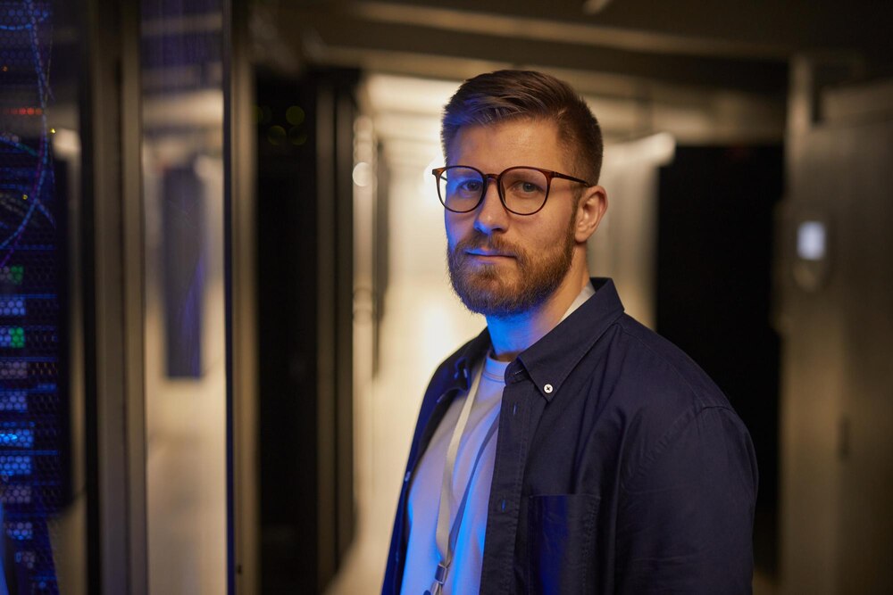IT professional in server room environment